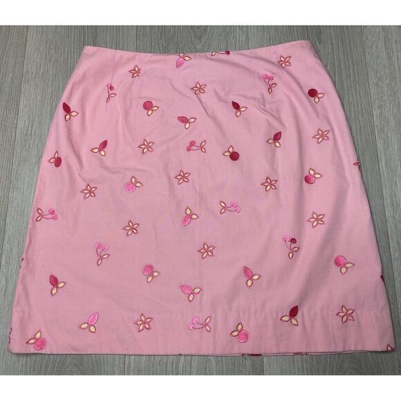 Lilly Pulitzer Dresses & Skirts - Vintage Lilly Pulitzer Skirt Womens 6 Pink Cherry Floral Embroidered‎ Pencil